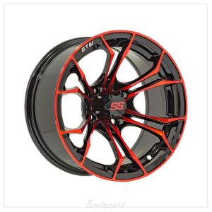NP-19-222-001 14″ GTW® Spyder Wheel – Black with Red Accents