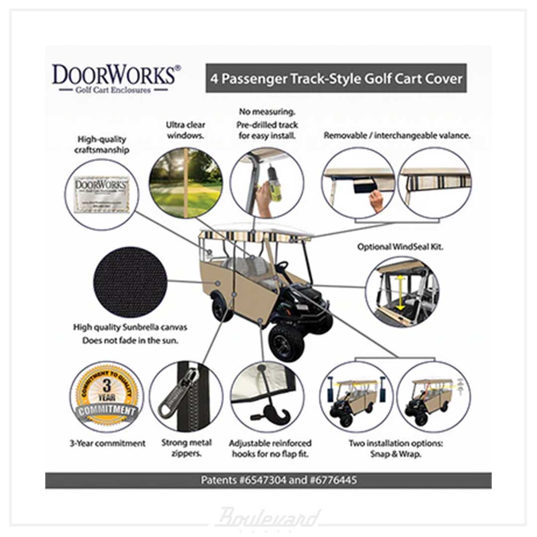 DoorWorks 4-Passenger Sunbrella Track-Style Golf Cart Enclosure - Image 5