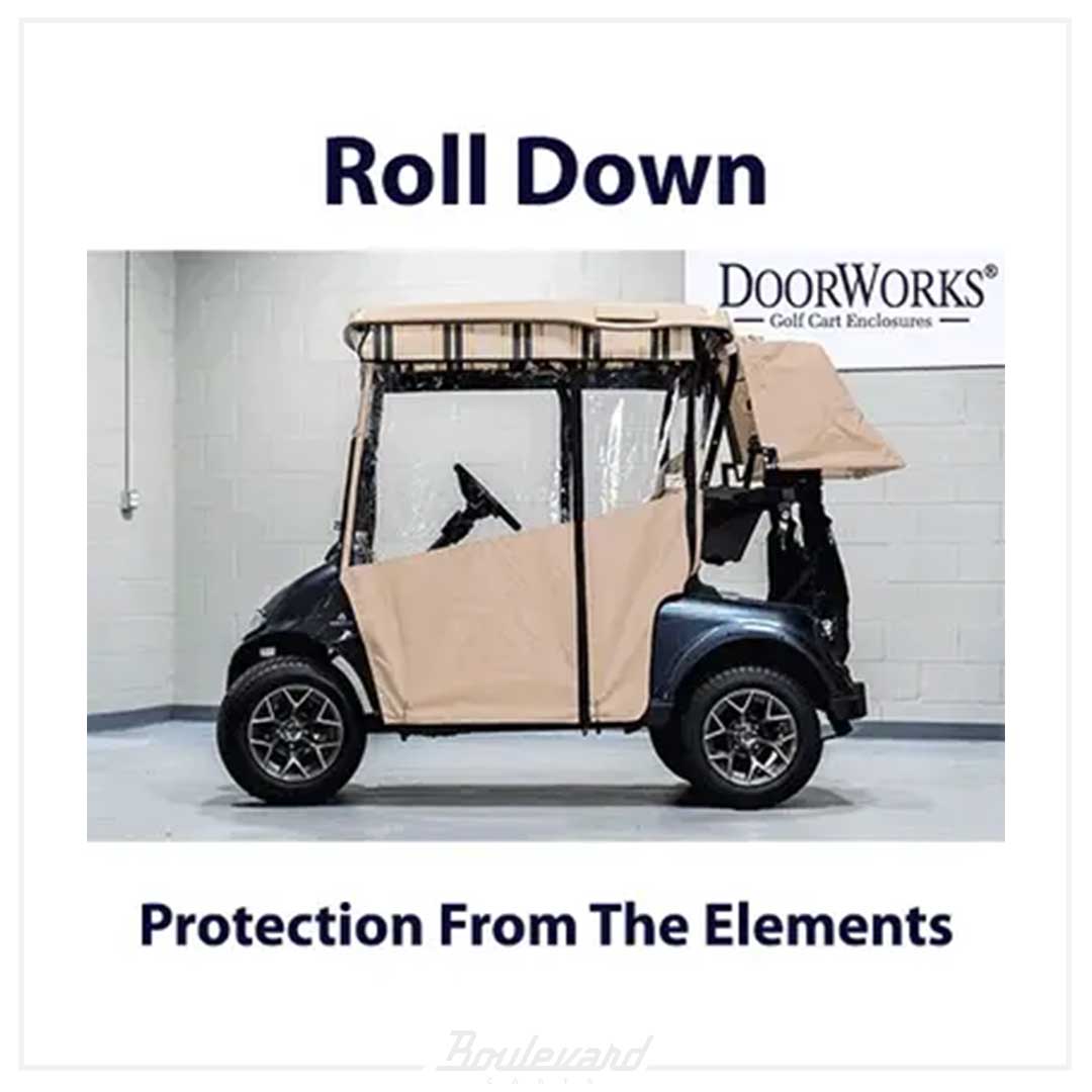 Doorworks 2-Passenger Sunbrella Track-Style Golf Cart Enclosure - Image 4