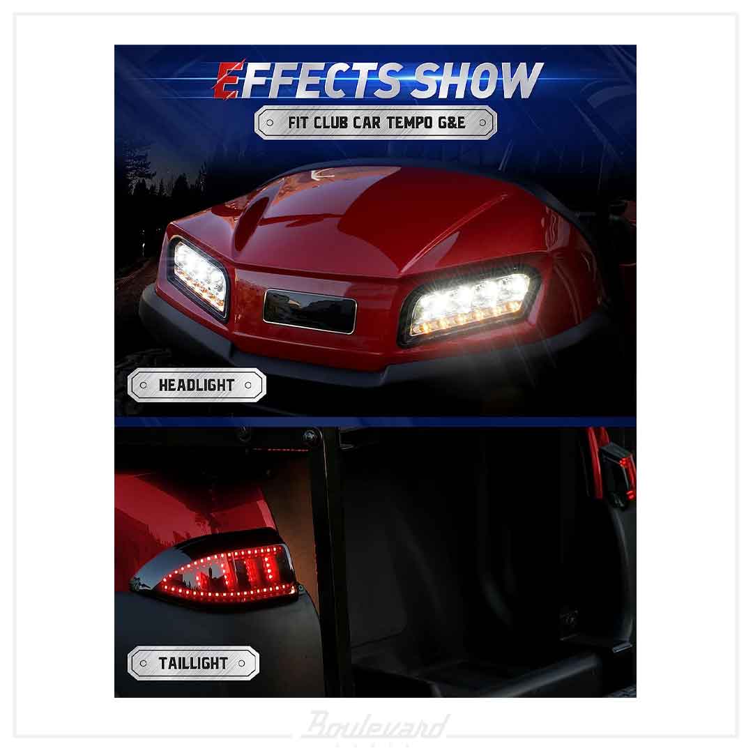NOKINS Golf Cart Deluxe Plus LED Light Kit for Club Car Tempo Electric & Gas 2004-UP - Image 2