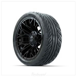 NP-A19-782-003 Set of (4) 14 in GTW® Stellar Black Wheels with 205/40-R14 Fusion GTR Street Tires