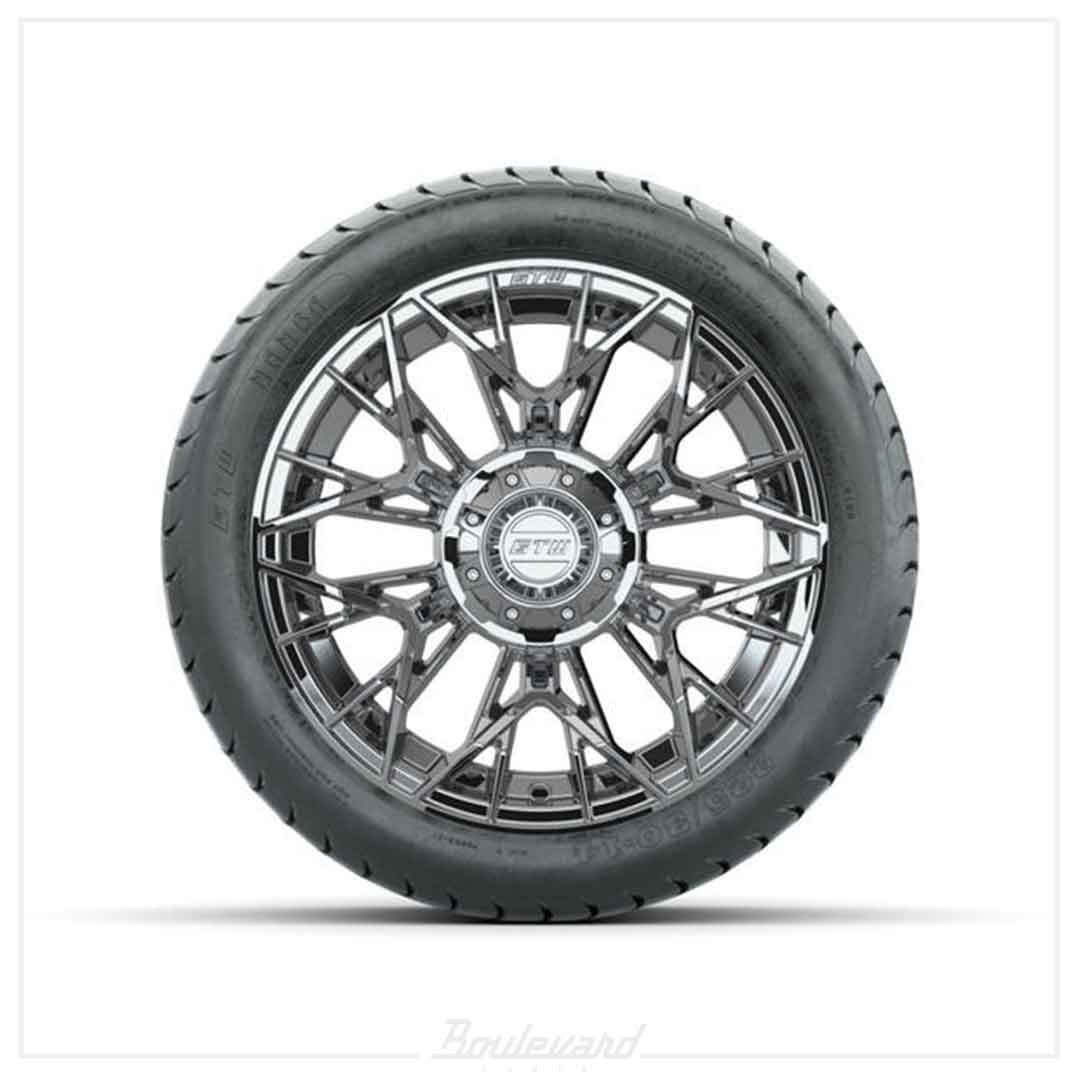 Set of (4) 14 in GTW® Stellar Chrome Wheels with 225/30-14 Mamba Street Tire - Image 2