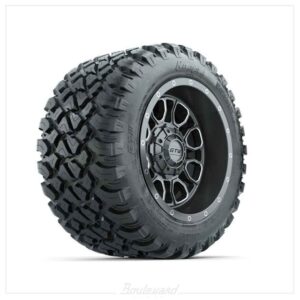 NP-A19-811-001 Set of (4) 12 in GTW® Volt Gunmetal Wheels with 22x11-R12 Nomad All-Terrain Tires