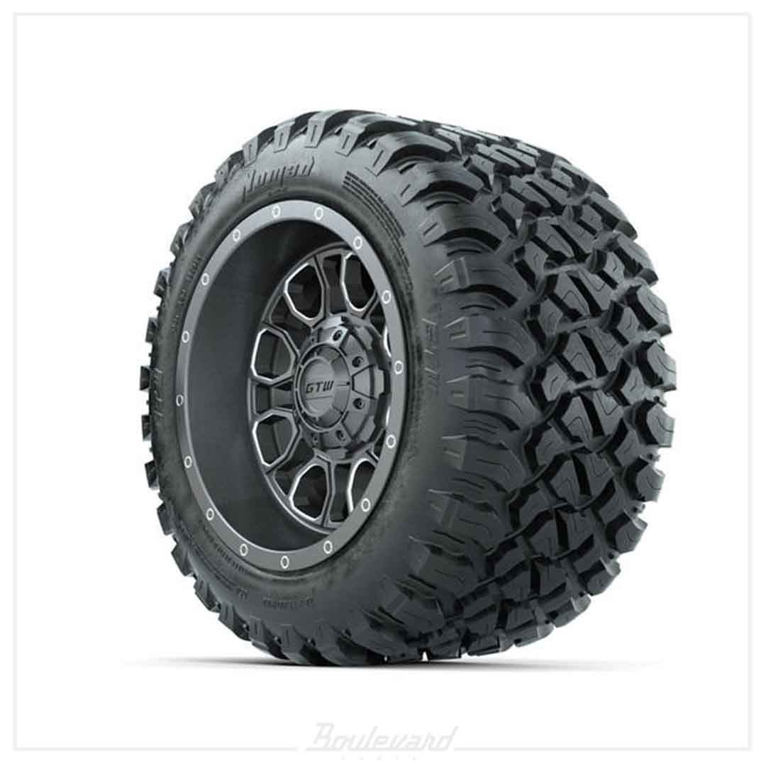 Set of (4) 12 in GTW® Volt Gunmetal Wheels with 22x11-R12 Nomad All-Terrain Tires - Image 3