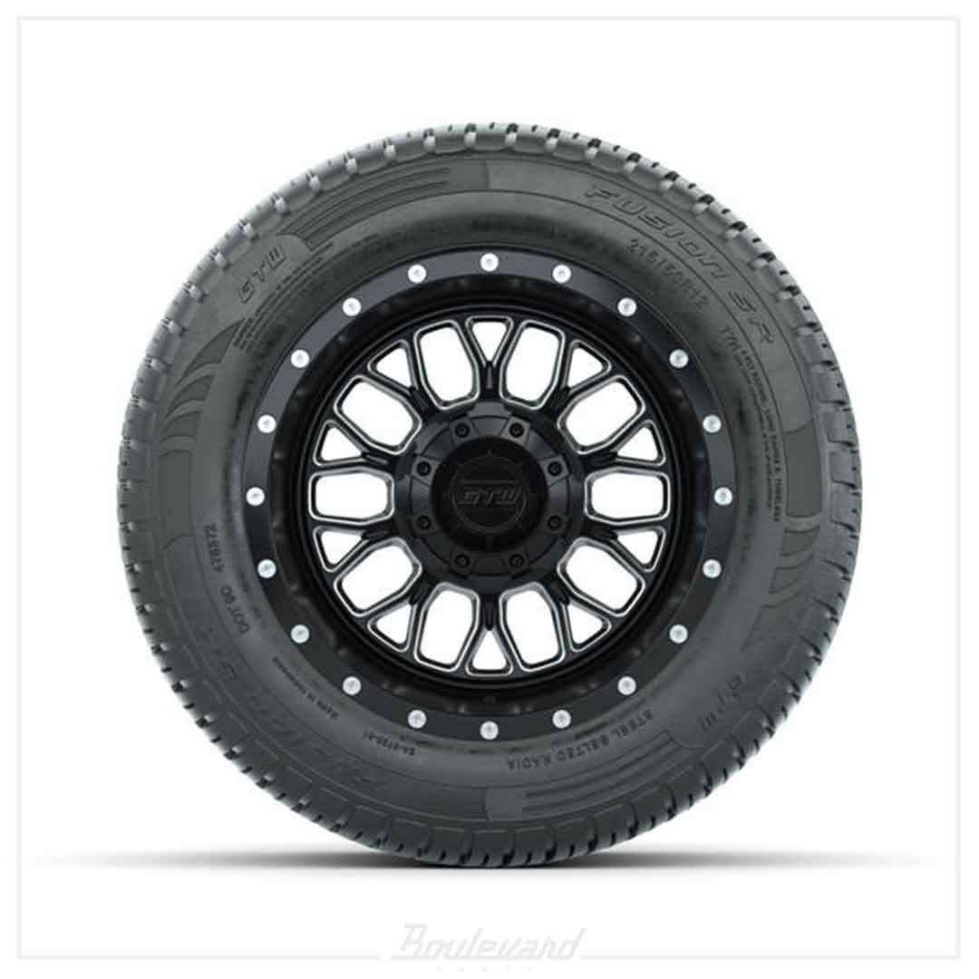 Set of (4) 12 in GTW® Helix Machined & Black Wheels with 215/50-R12 Fusion S/R Street Tires - Image 2