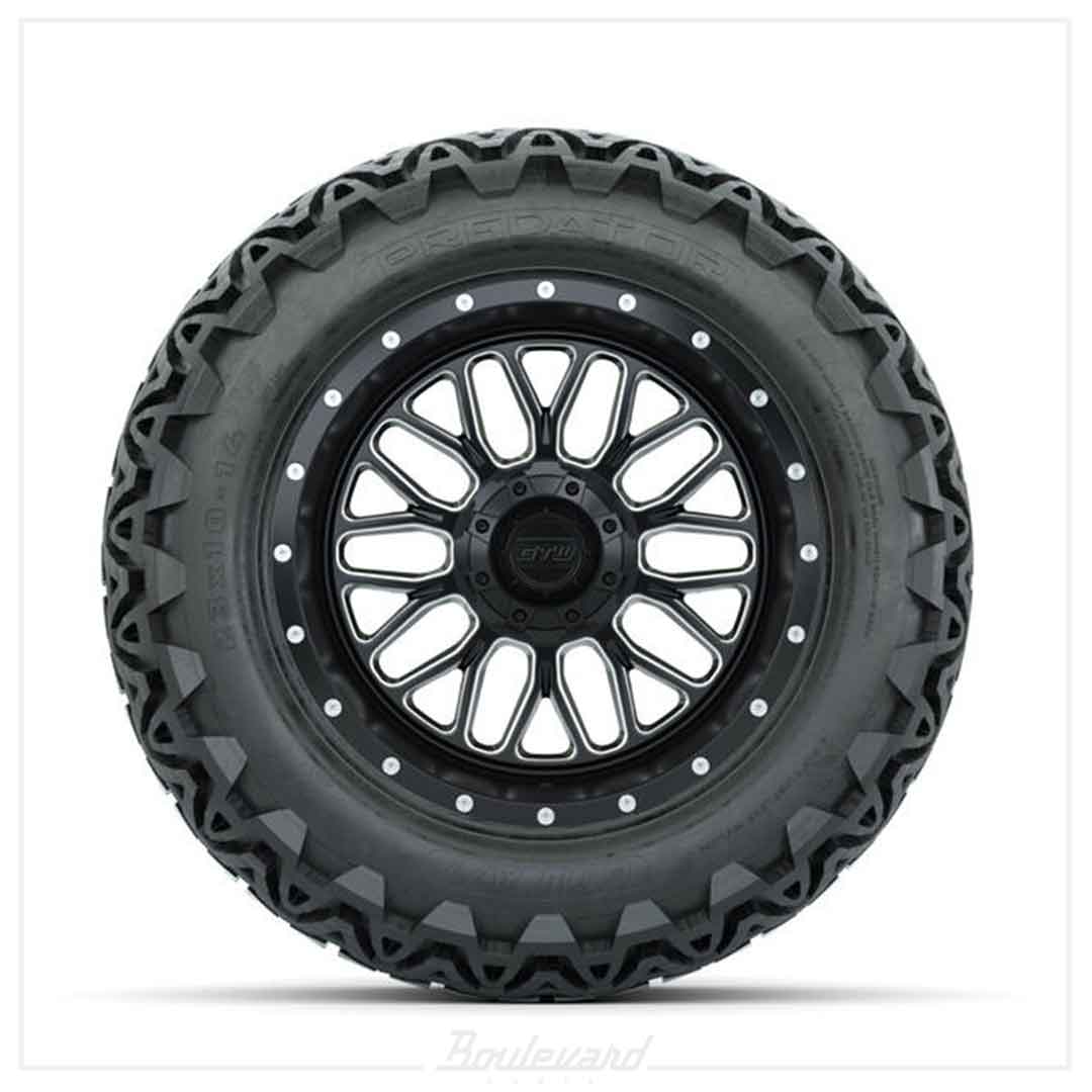 Set of (4) 14 in GTW® Helix Machined & Black Wheels with 23x10-14 Predator All-Terrain Tires - Image 2