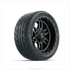 NP-A19-834-001 Set of (4) 14 in GTW® Titan Machined & Black Wheels with 205/40-R14 Fusion GTR Street Tires