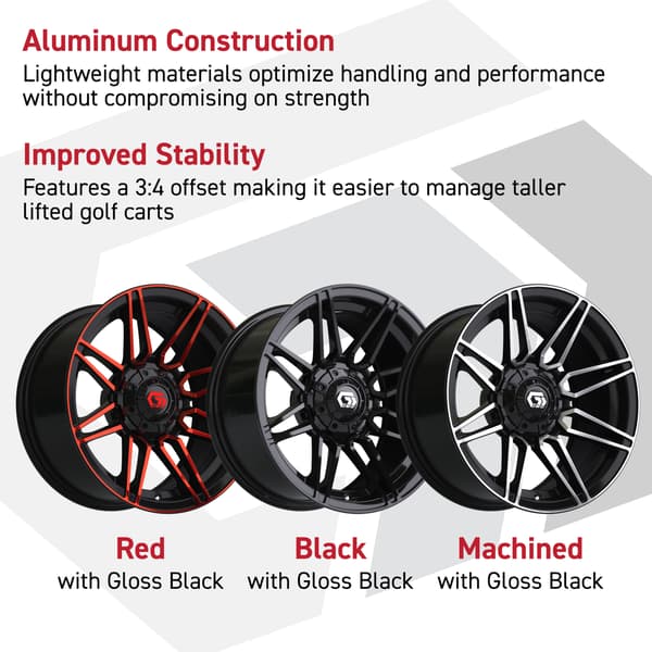 12″ GTW® Stealth Gloss Black with Red Face Wheel - Image 4