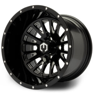 BlackBallMill01 MODZ® Assassin Glossy Black 14" Golf Cart Wheel