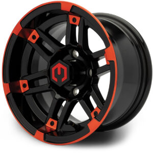 BlackRed01 MODZ® Aftershock Red & Black 14" Golf Cart Wheel