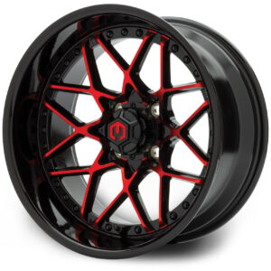 BlackRed01 MODZ® Formula Red and Black 15" Golf Cart Wheel
