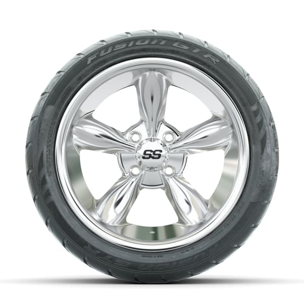 GTW Godfather Chrome 14 in Wheels with 225/40-R14 Fusion GTR Street Tires – Full Set - Image 2