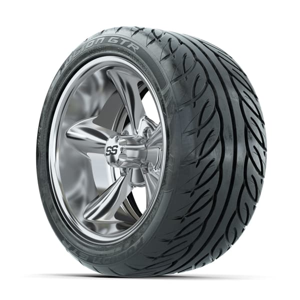 GTW Godfather Chrome 14 in Wheels with 225/40-R14 Fusion GTR Street Tires – Full Set - Image 3