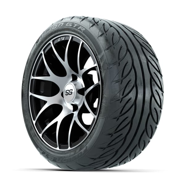 GTW Pursuit Machined/Black 14 in Wheels with 225/40-R14 Fusion GTR Street Tires – Full Set - Image 3
