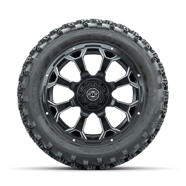GTW Raven Ball Milled/Matte Black 14 in Wheels with 23x10.00-14 Rogue All Terrain Tires – Full Set - Image 2