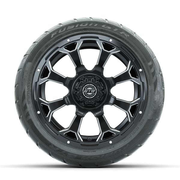 GTW Raven Off-Road Matte Black/Ball Milled 14 in Wheels with 225/40-R14 Fusion GTR Street Tires – Full Set - Image 2