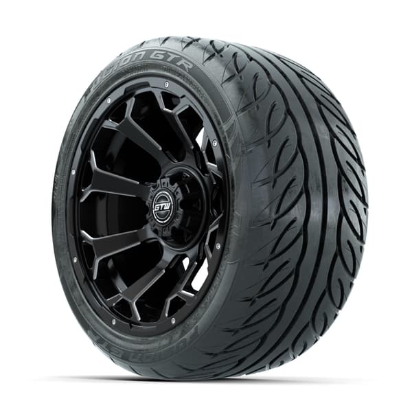 GTW Raven Off-Road Matte Black/Ball Milled 14 in Wheels with 225/40-R14 Fusion GTR Street Tires – Full Set - Image 3