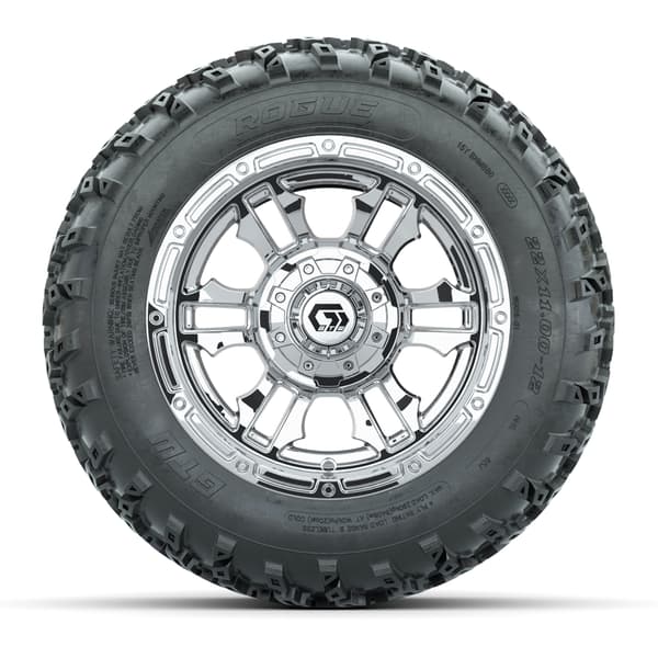 GTW® Shogun Chrome 12 in Wheels with 22x11.00-12 Rogue All-Terrain Tires – Full Set - Image 2