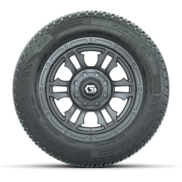 GTW® Shogun Gunmetal 12 in Wheels with 215/50-R12 Fusion S/R Steel Belt Radial Tires – Full Set - Image 2