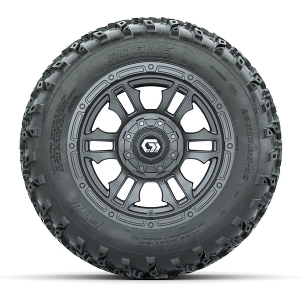 GTW® Shogun Gunmetal 12 in Wheels with 22x11.00-12 Rogue All-Terrain Tires – Full Set - Image 2