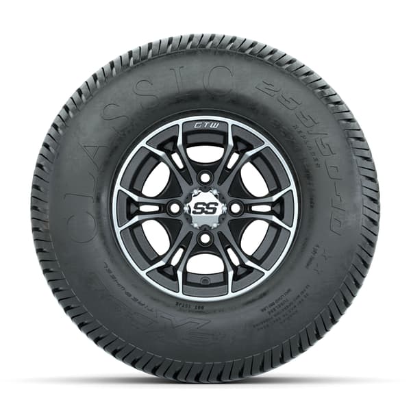 GTW Spyder Machined/Matte Grey 10 in Wheels with 22x11-10 Excel Classic Street Tires – Full Set - Image 2