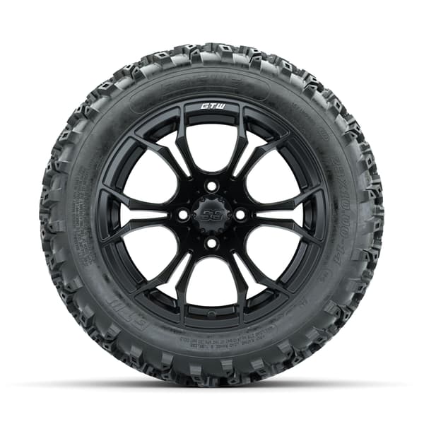 GTW Spyder Matte Black 14 in Wheels with 23x10.00-14 Rogue All Terrain Tires – Full Set - Image 2