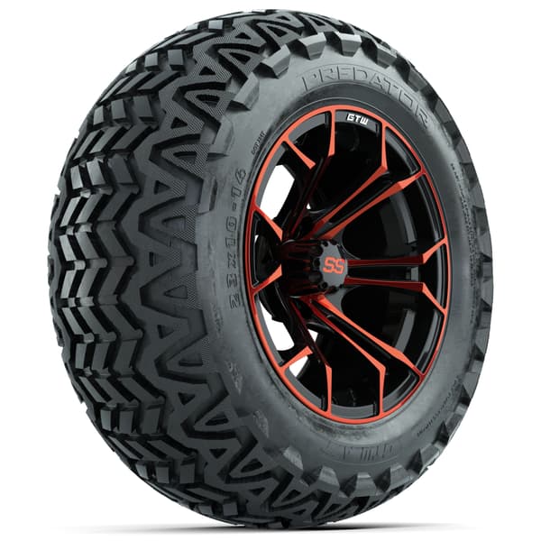 GTW Spyder Red/Black 14 in Wheels with 23x10-14 GTW Predator All-Terrain Tires – Full Set
