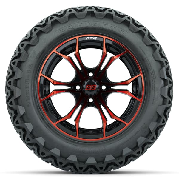 GTW Spyder Red/Black 14 in Wheels with 23x10-14 GTW Predator All-Terrain Tires – Full Set
