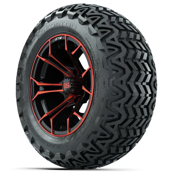 GTW Spyder Red/Black 14 in Wheels with 23x10-14 GTW Predator All-Terrain Tires – Full Set