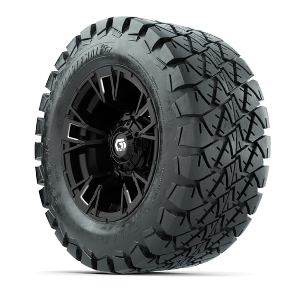 GTW® Vandal Matte Black/Machined 12 in Wheels with 22x10-12 Timberwolf All-Terrain Tires – Full Set - Image 3