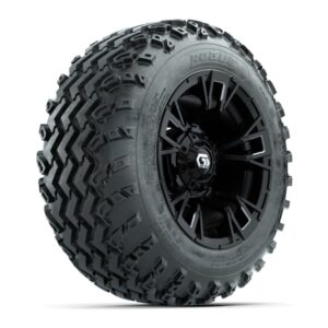 GTW® Vandal Matte Black/Machined 12 in Wheels with 22x11.00-12 Rogue All-Terrain Tires – Full Set
