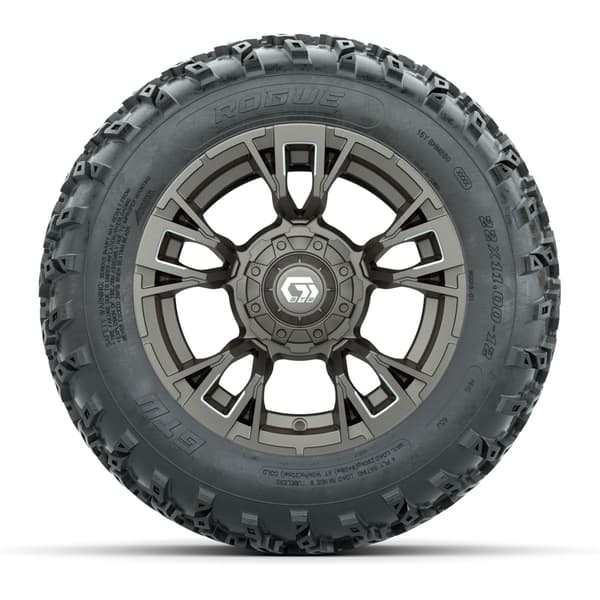 GTW® Vandal Satin Bronze/Machined 12 in Wheels with 22x11.00-12 Rogue All-Terrain Tires – Full Set - Image 2