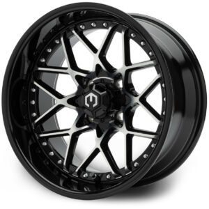 MachBlack01 MODZ® Formula Machined Black 15" Golf Cart Wheel