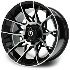 MachBlack01 MODZ® Chaos Machined Black 14" Golf Cart Wheel