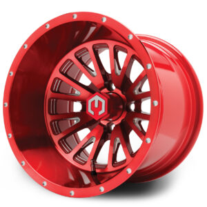 Red01 MODZ® Assassin Brushed Red with Ball Mill 14" Golf Cart Wheel