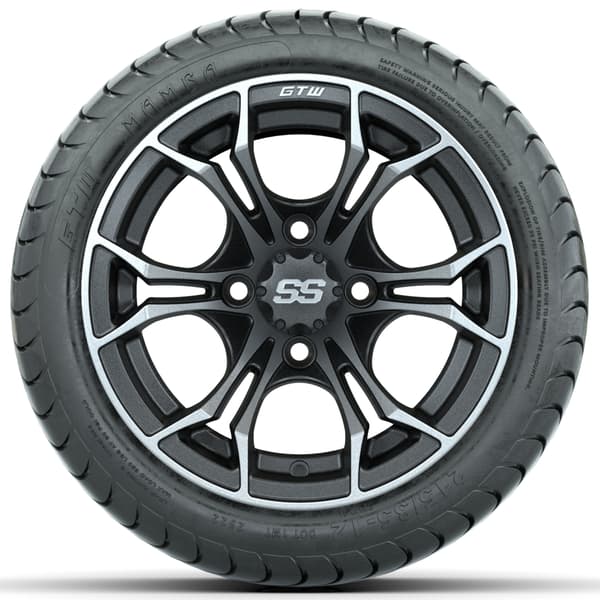 Set of (4) 12 in GTW Spyder Wheels with 215/35-12 GTW Mamba Street Tires