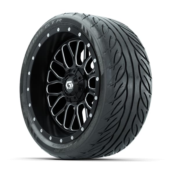 Set of (4) 14 in GTW® Helix Machined & Black Wheels with 205/40-R14 Fusion GTR Street Tires - Image 3