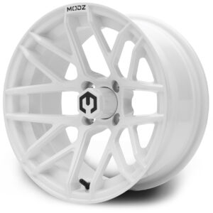 White01 MODZ® Matrix Glossy White 15" Golf Cart Wheel